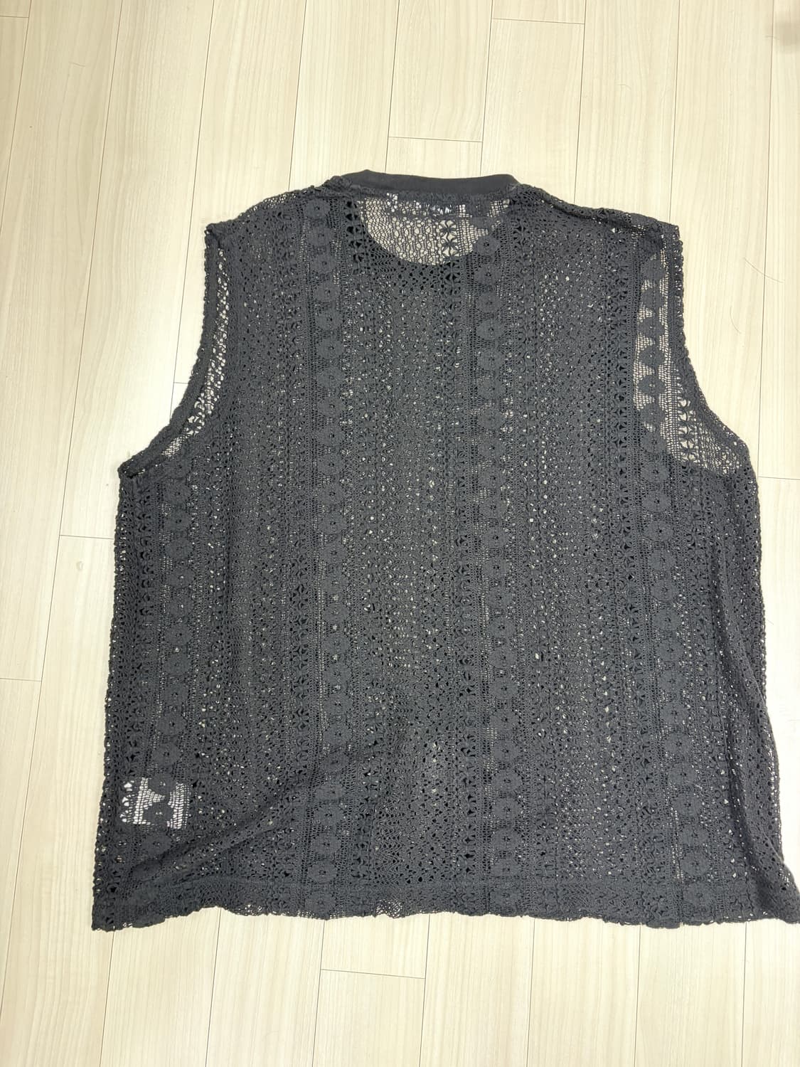 아워레가시 박스 슬리브리스 코튼 크로셰 베스트, 블랙 조끼 상품이미지3