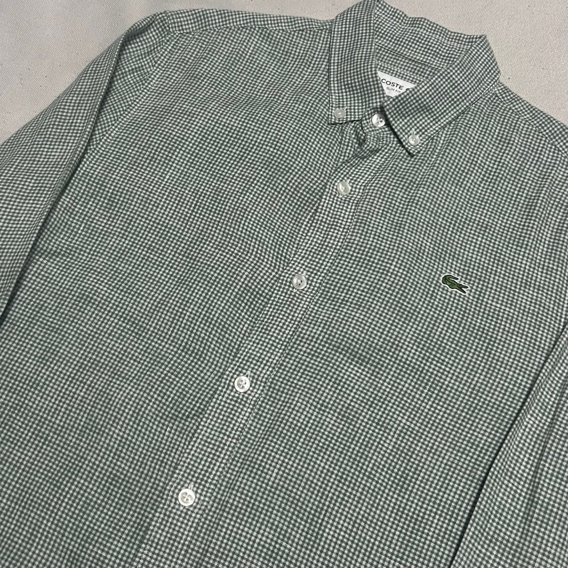 🫶🏻 라코스테 슬림핏 린넨 그린 체크 셔츠 🫶🏻 상품이미지2