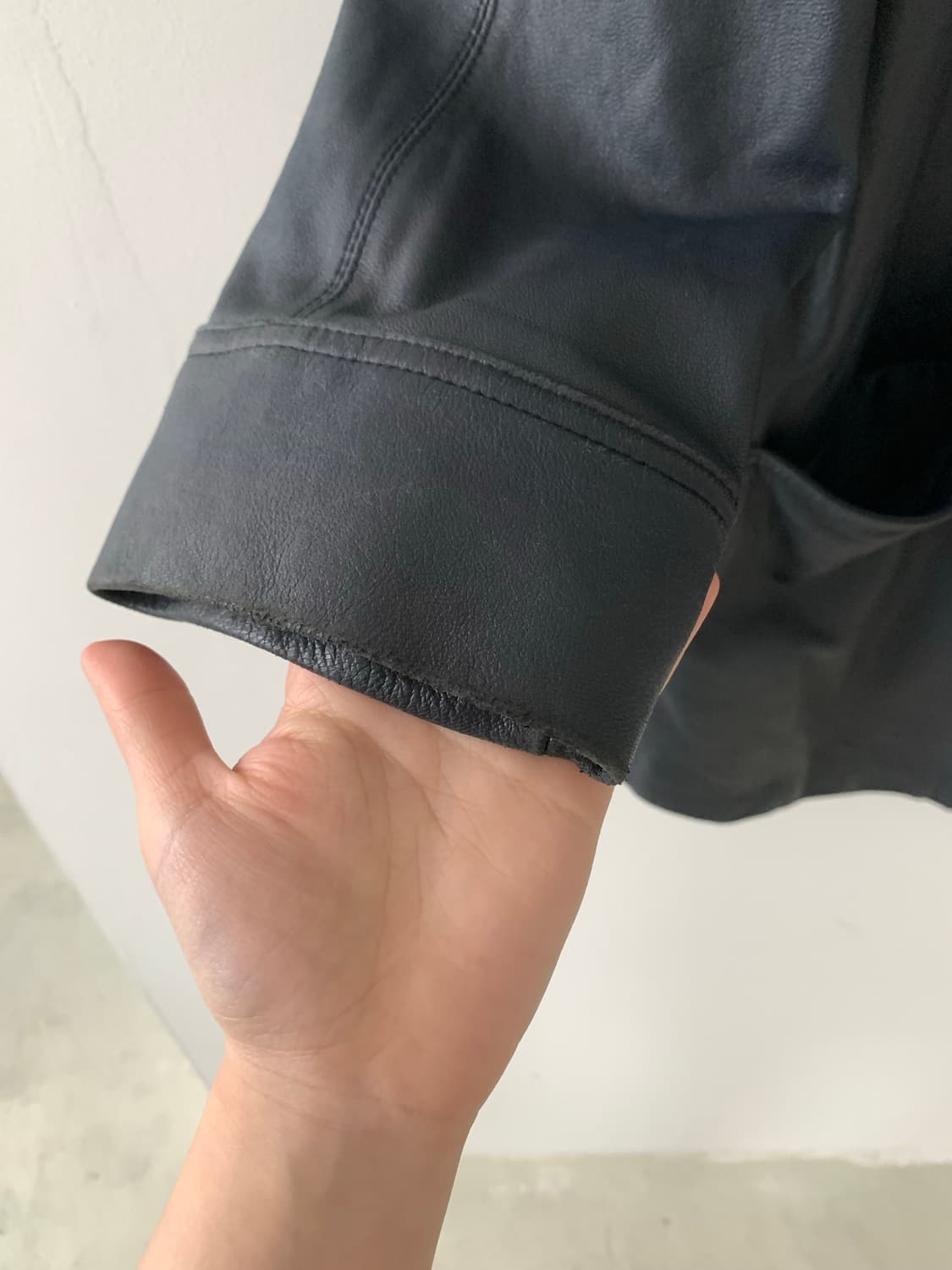 Double button navy leather JK 상품이미지7