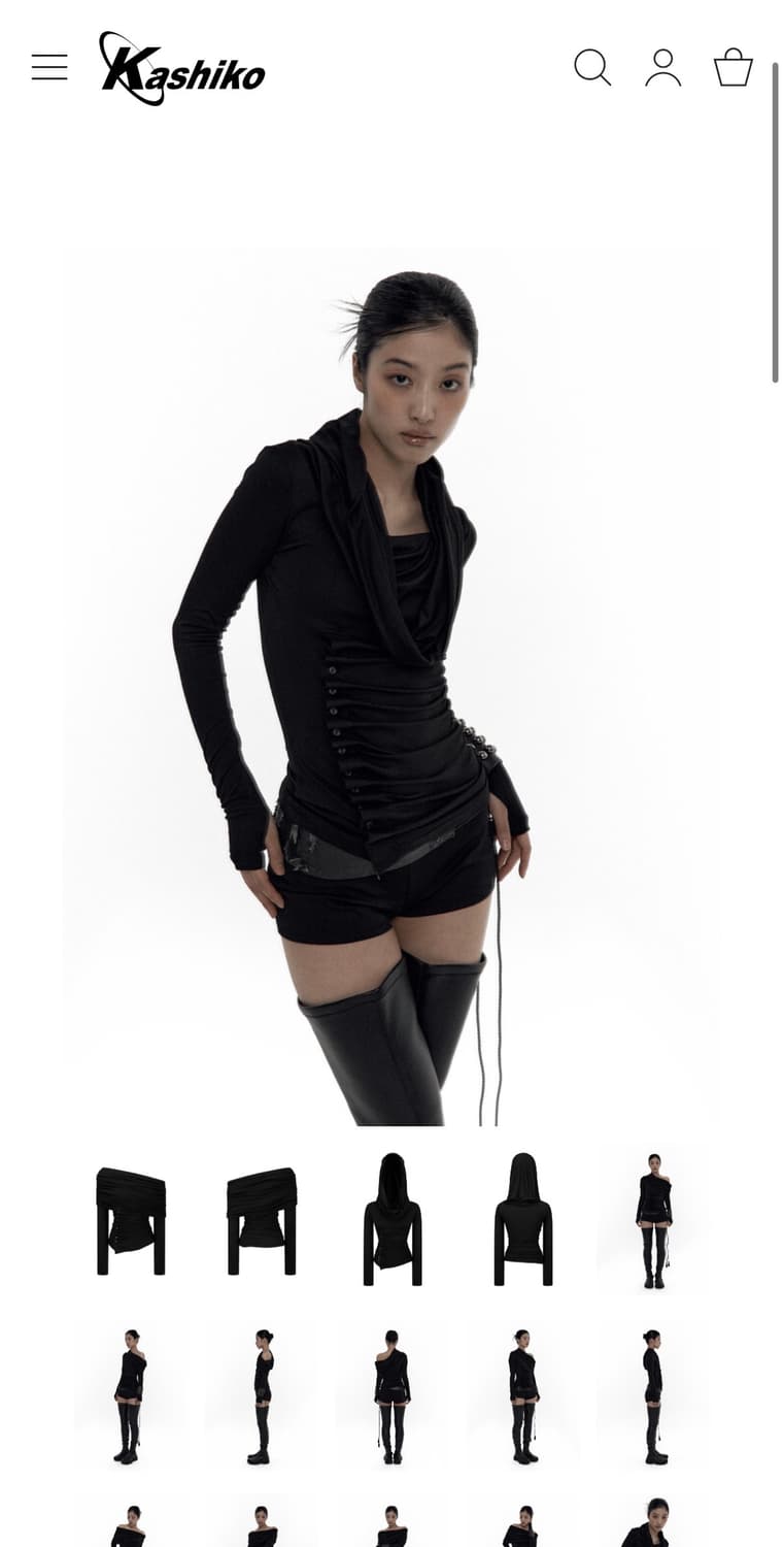 카시코 Cowl Button Long Sleeve Black 상품이미지3