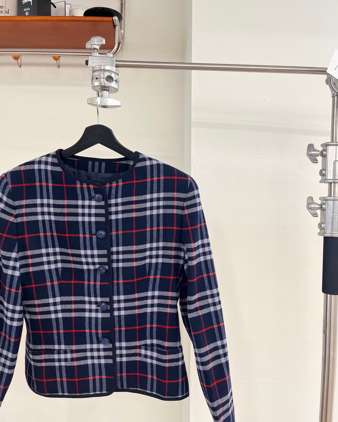 버버리 블루 플라드 울 자켓 상품이미지4