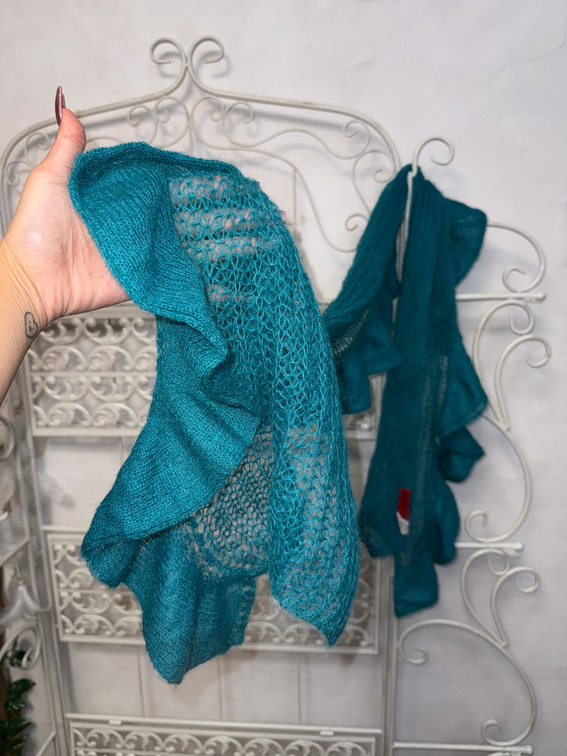 Blue green ruffle knit muffler 상품이미지4