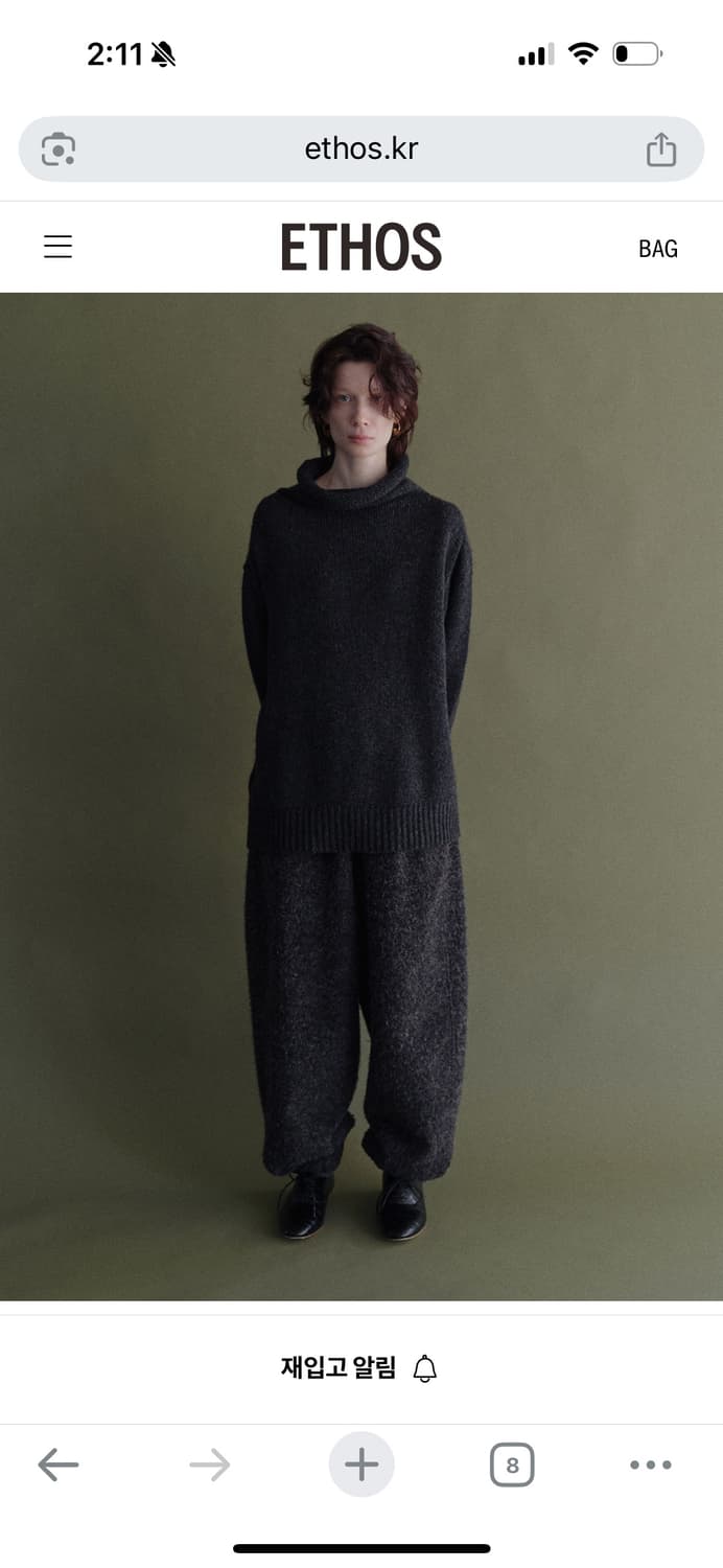 구해요) 에토스 카울넥 루즈 니트 차콜 상품이미지2