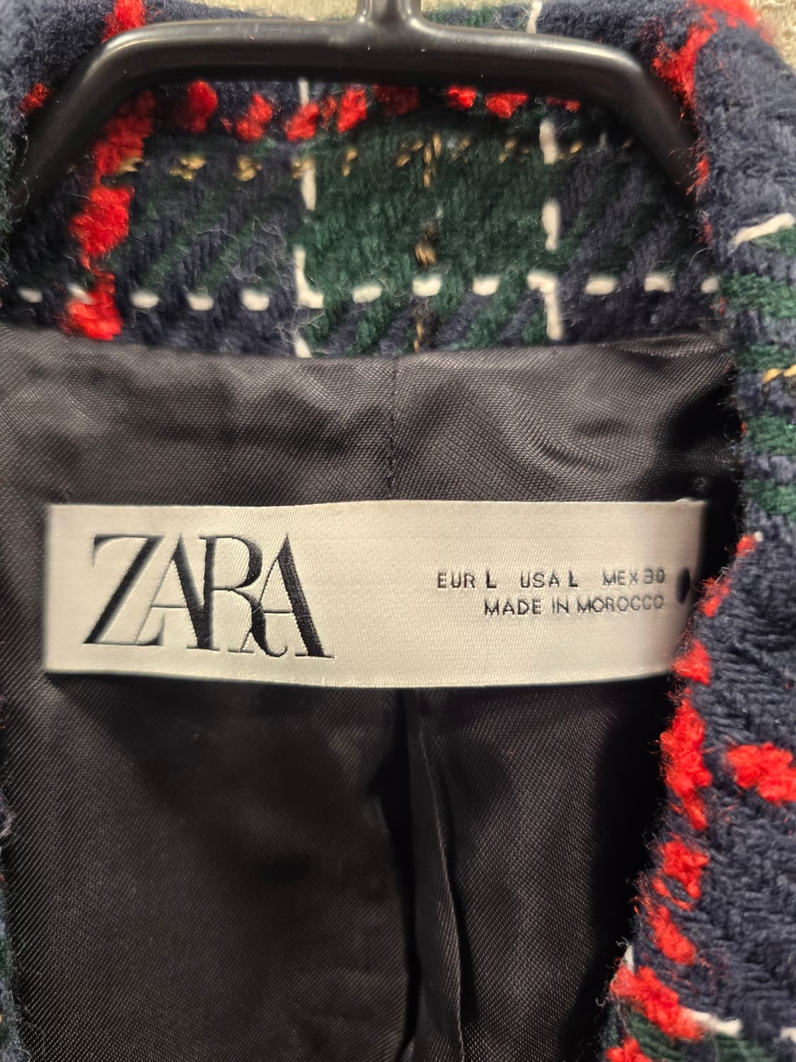 자라 ZARA 트위드 체크 더블 블레이저 자켓 L(77) 상품이미지6