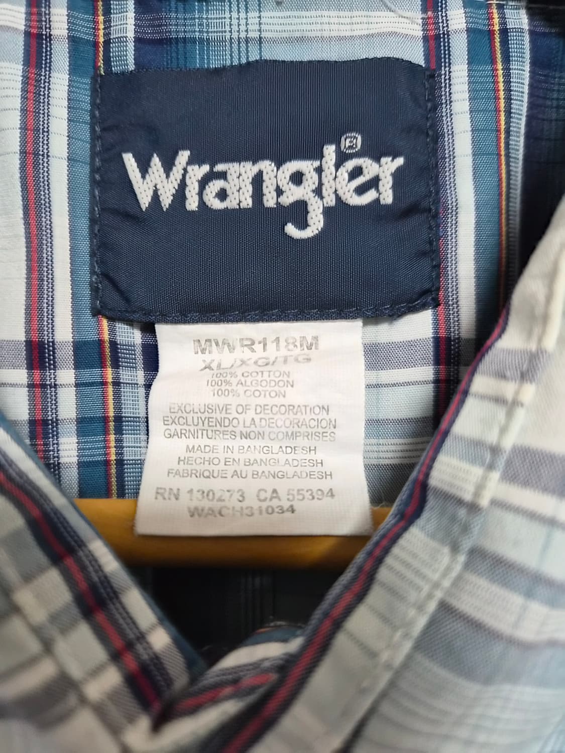 랭글러Wrangler 체크 웨스턴 셔츠 XL - S393 상품이미지4