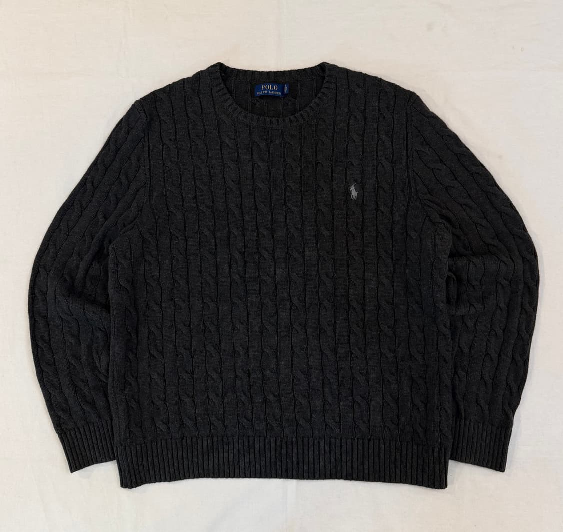 신형) 폴로 랄프로렌 꽈배기 케이블 니트 차콜 블랙 상품이미지1