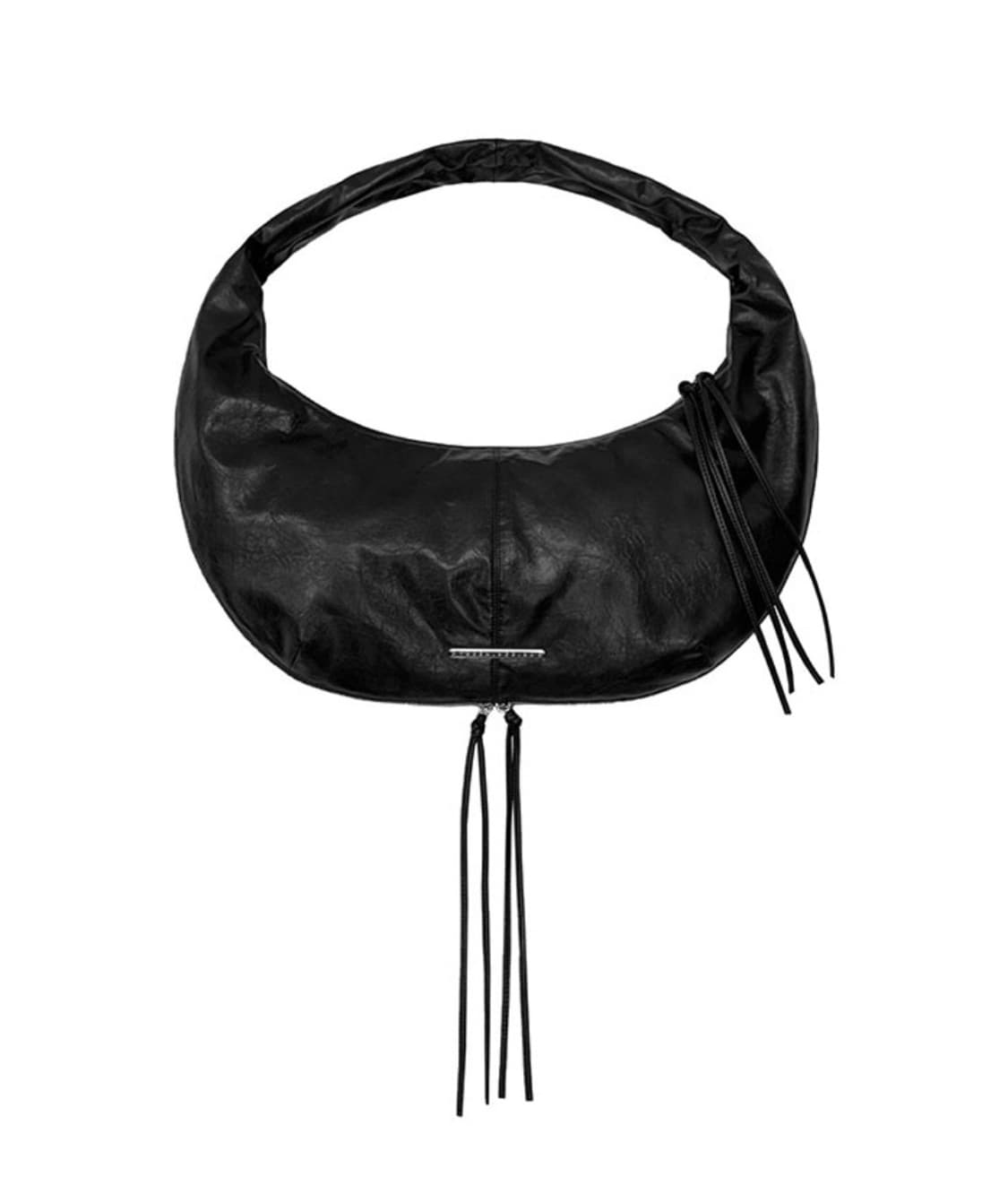 트리밍버드 지퍼 피니싱 레더 호보백 블랙 상품이미지1