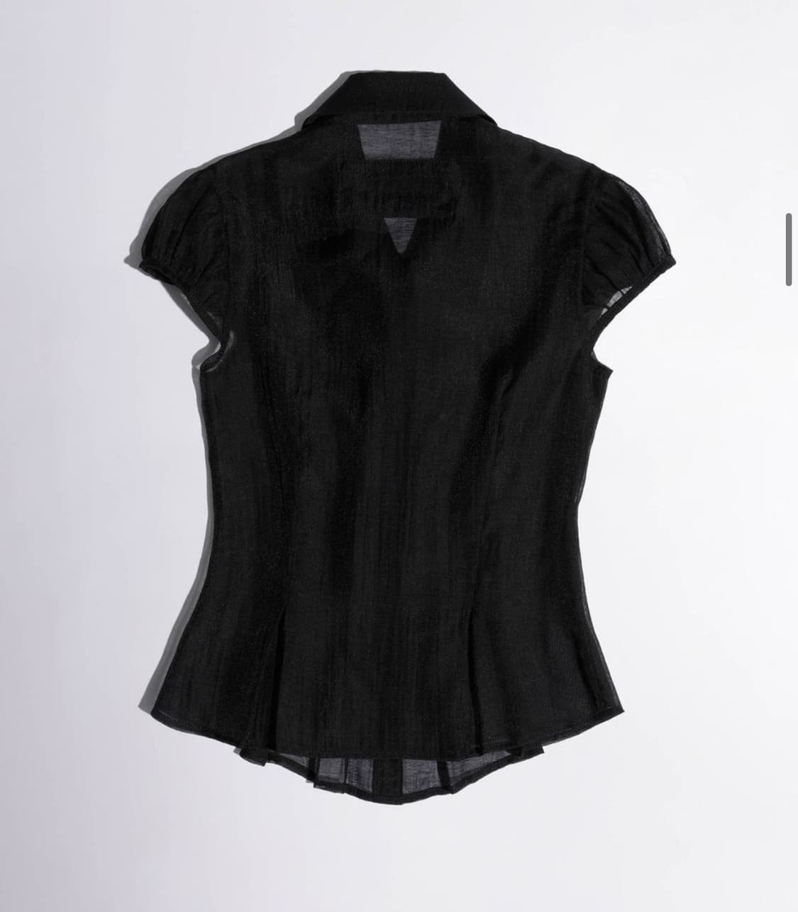 스컬프터 Sheer Pleated Hem Blouse Black 새상품 상품이미지3