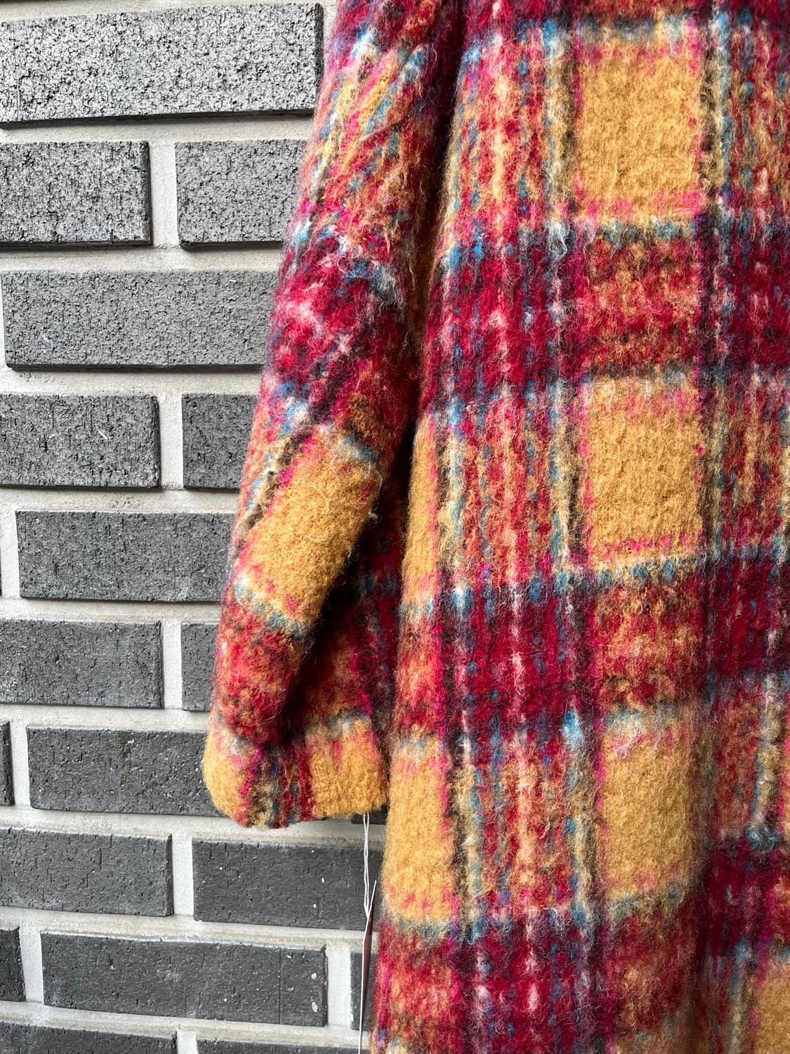 DONNA UNO 헤어리 체크패턴 미디 코트 상품이미지6