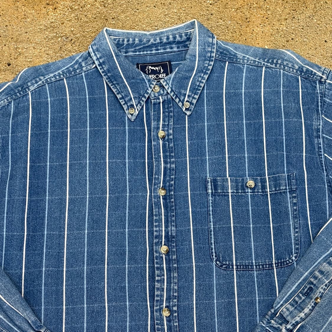 90s 미국 빈티지 체로키 스트라이프 청남방 데님셔츠 상품이미지3