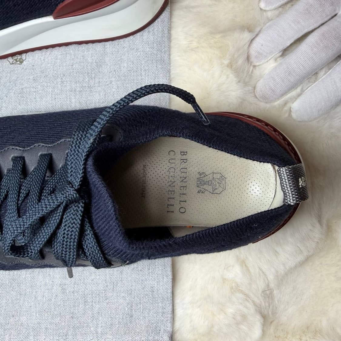 [새상품급/정품] 브루넬로 쿠치넬리 니트 폴리쉬드 카프스킨 스니커즈  상품이미지5