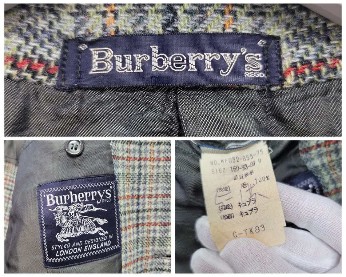 80s 버버리 하운드투스 울 블레이저 자켓 M 95사이즈 상품이미지9