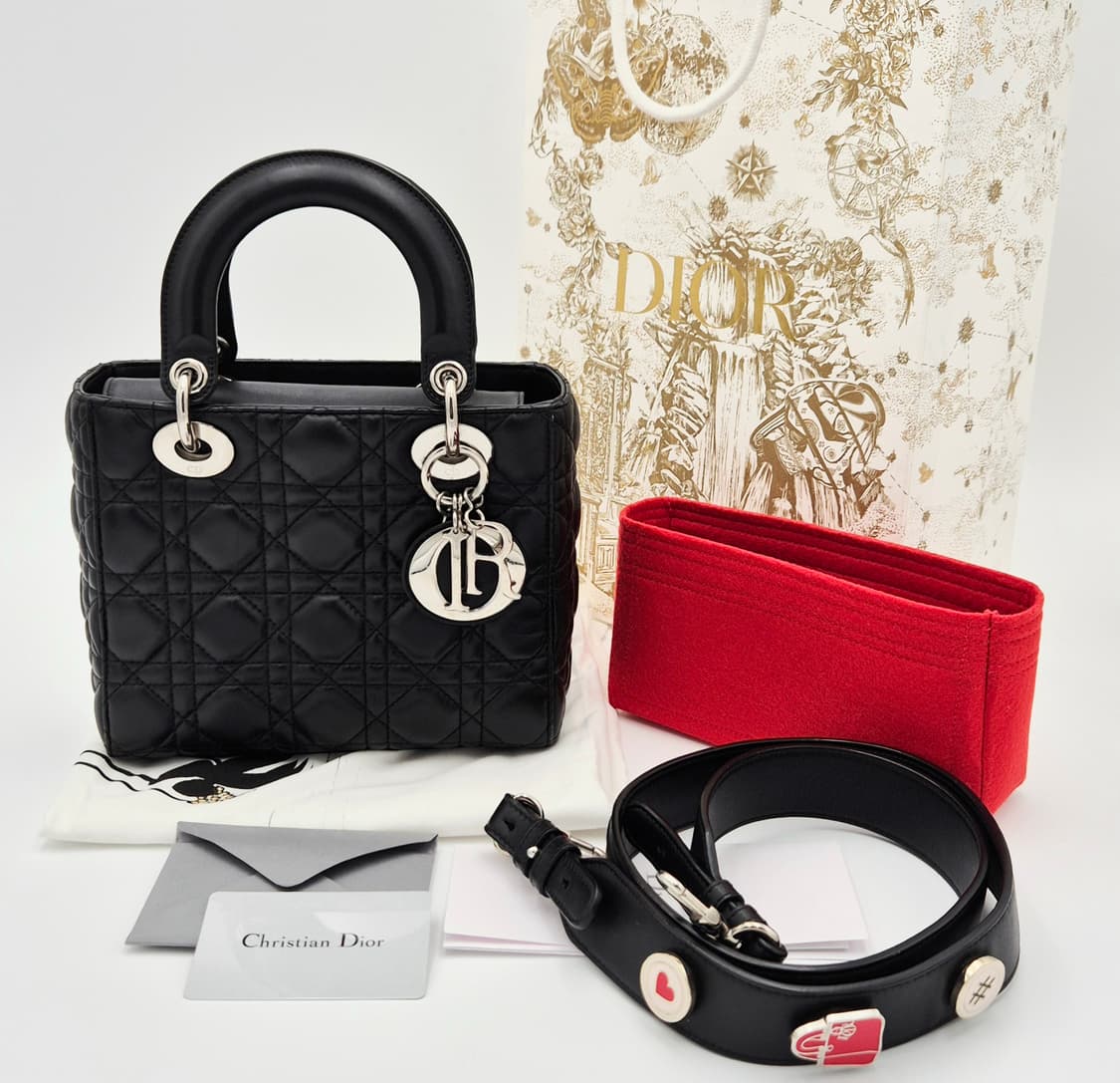 디올 레이디 디올 미니 블랙 램스킨 은장 토트백 상품이미지1