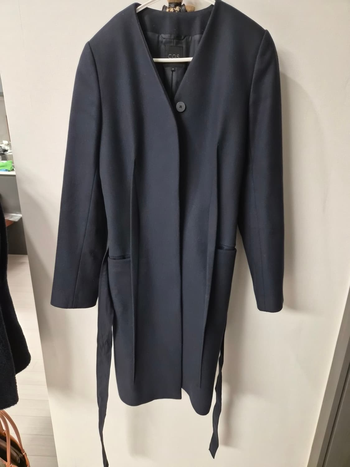 COS 코스 정품 노카라 울 코트 (네이비) 상품이미지1