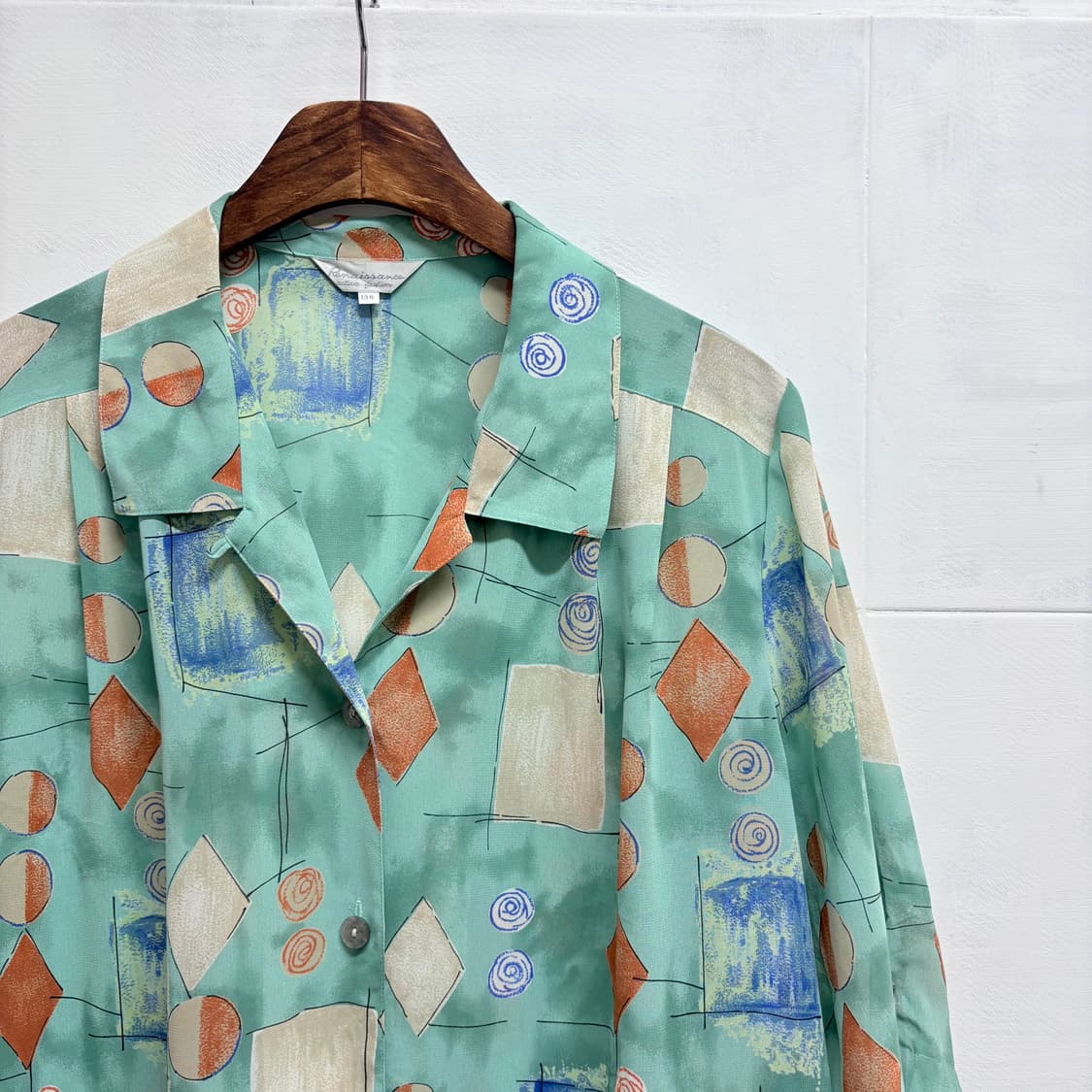 패턴 시스루 오픈카라 반팔 블라우스 JPN 상품이미지2