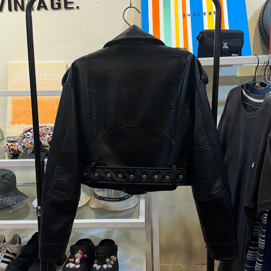 자라 블랙 레더 라이더 자켓 S 상품이미지7