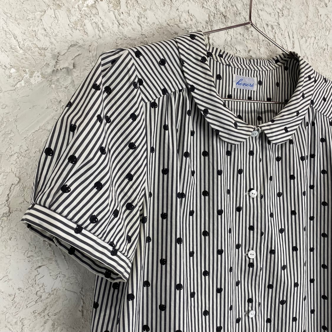 HONORE 두들 도트 스트라이프 반팔 셔츠 상품이미지3