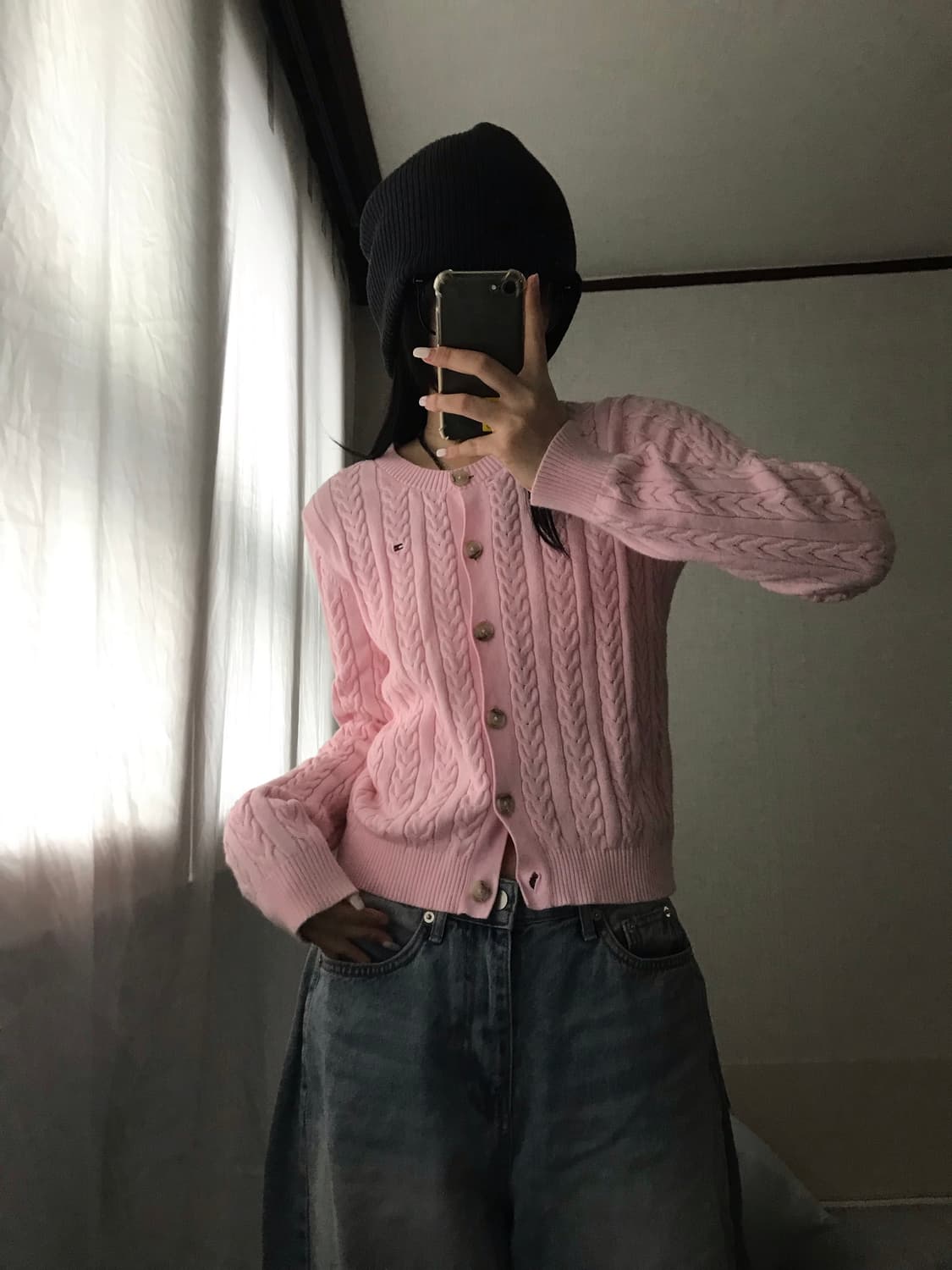 타미힐피거 연핑크 케이블 가디건 상품이미지5