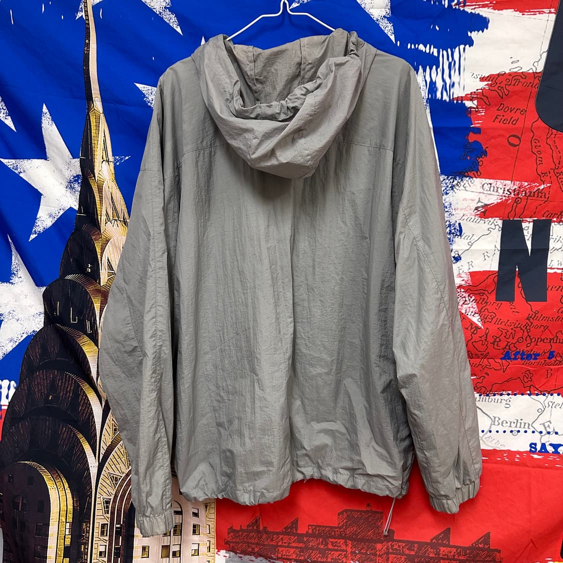 s급 빈티지 메탈그레이 나일론 오버핏아노락바람막이L100 상품이미지5