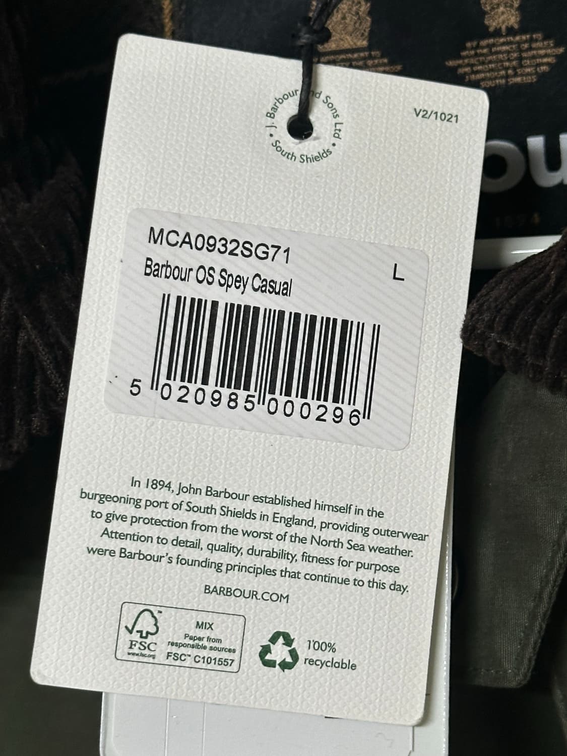 바버 오버사이즈 스페이 논왁스 택포함 미실착 상품 L 상품이미지4