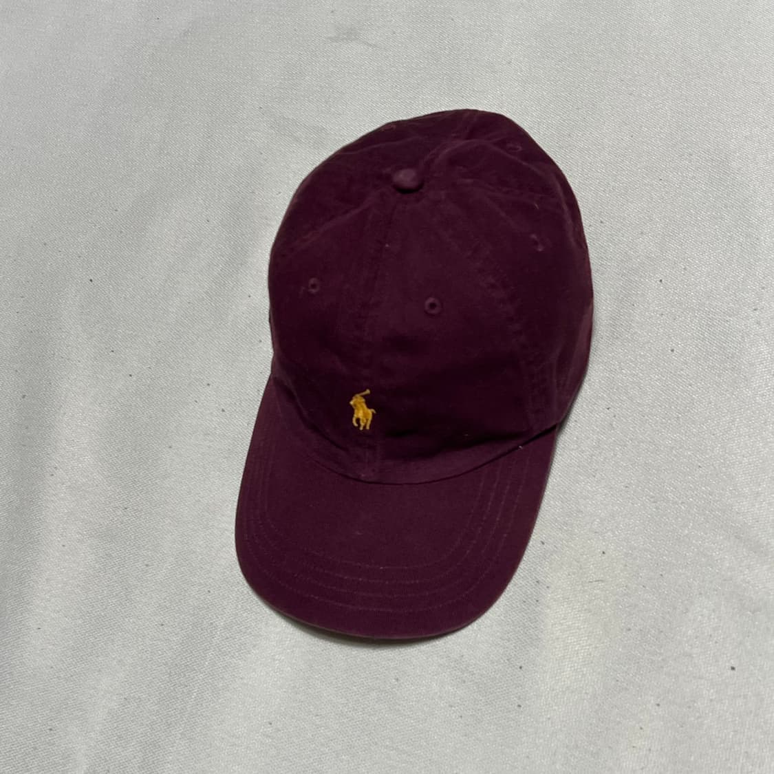 OS 폴로랄프로렌 버건디 코튼 가죽 스트랩 볼캡 상품이미지1