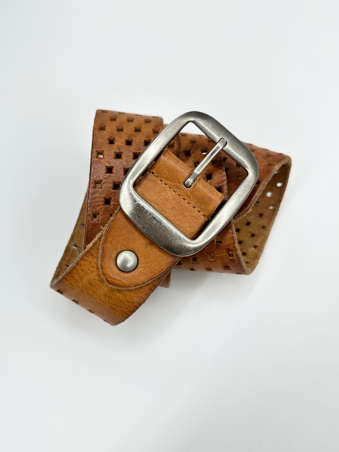 NONE vintage punching detail leather bel 상품이미지2