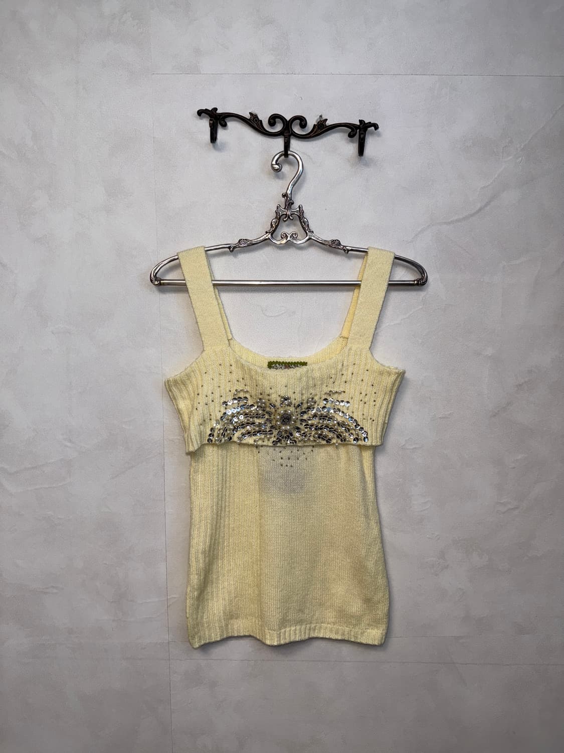 Ivory fairy cubic spangled knit 슬리브리스 상품이미지4