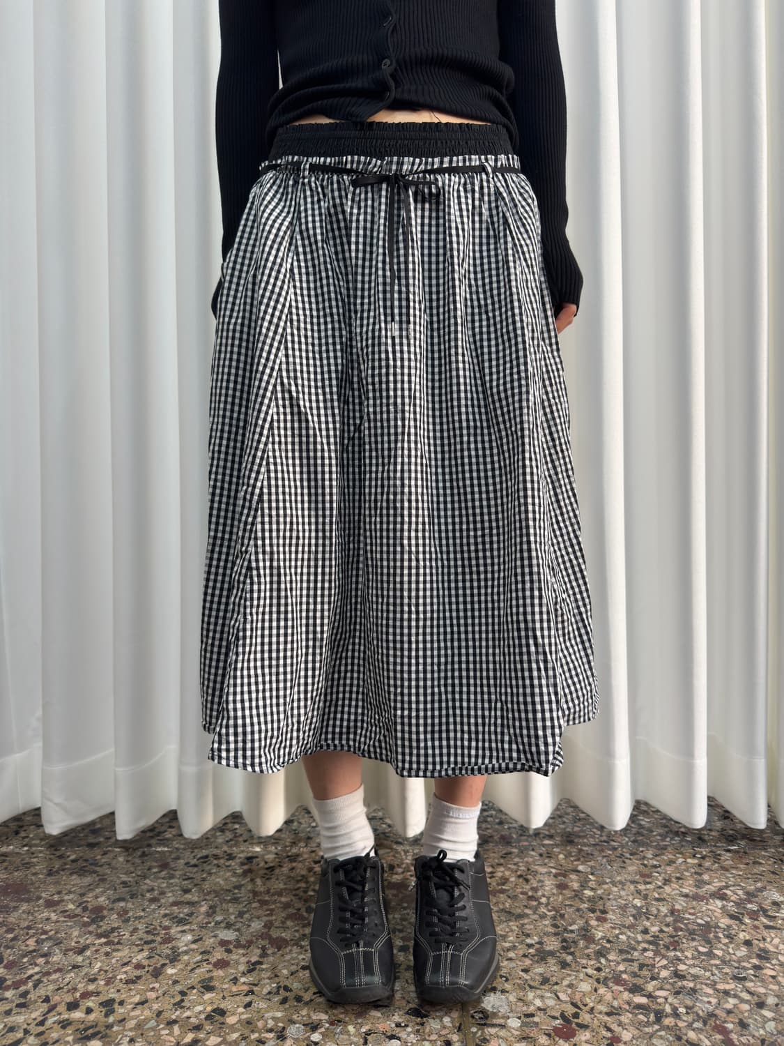 global work check skirt 상품이미지2