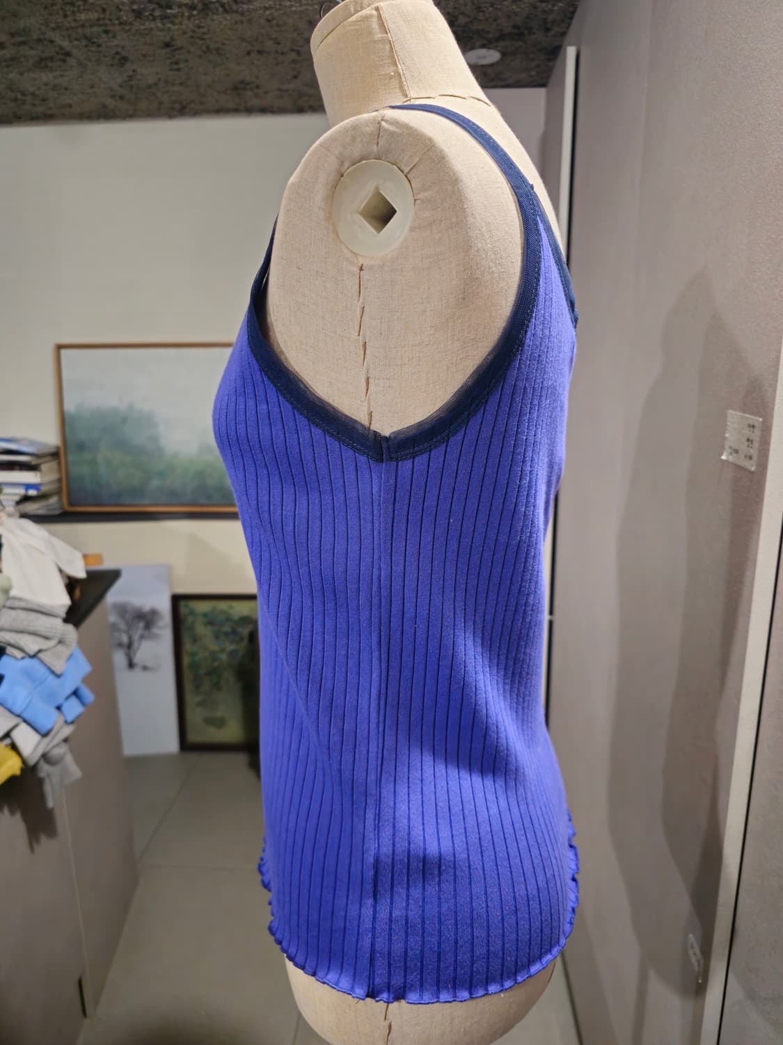 코발트 블루 골지 슬리브리스 상품이미지5