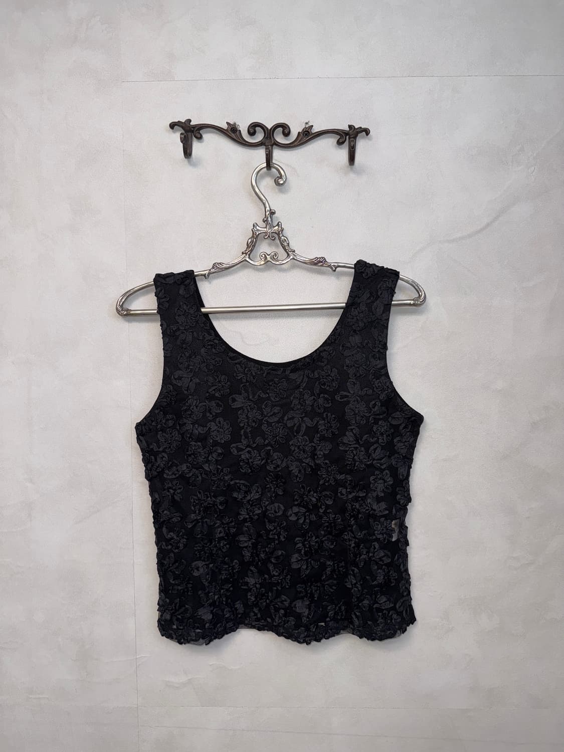 Black bohemian floral lace sleeveless 상품이미지1