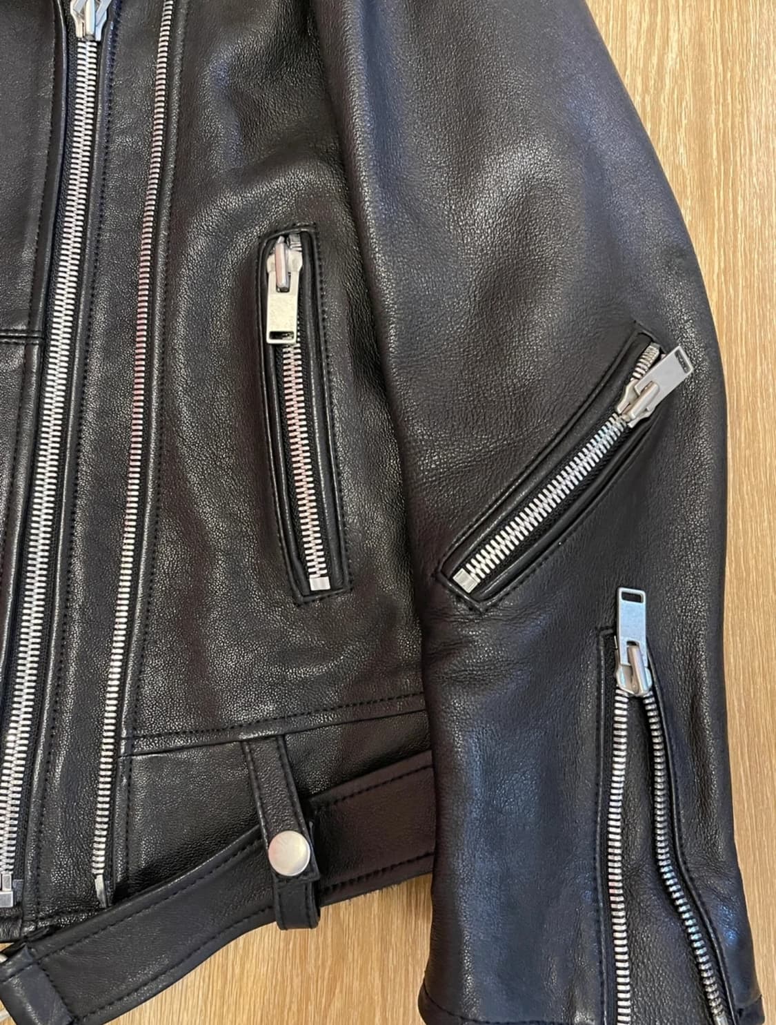 램스킨레더 바이커자켓 블랙/L사이즈 상품이미지5