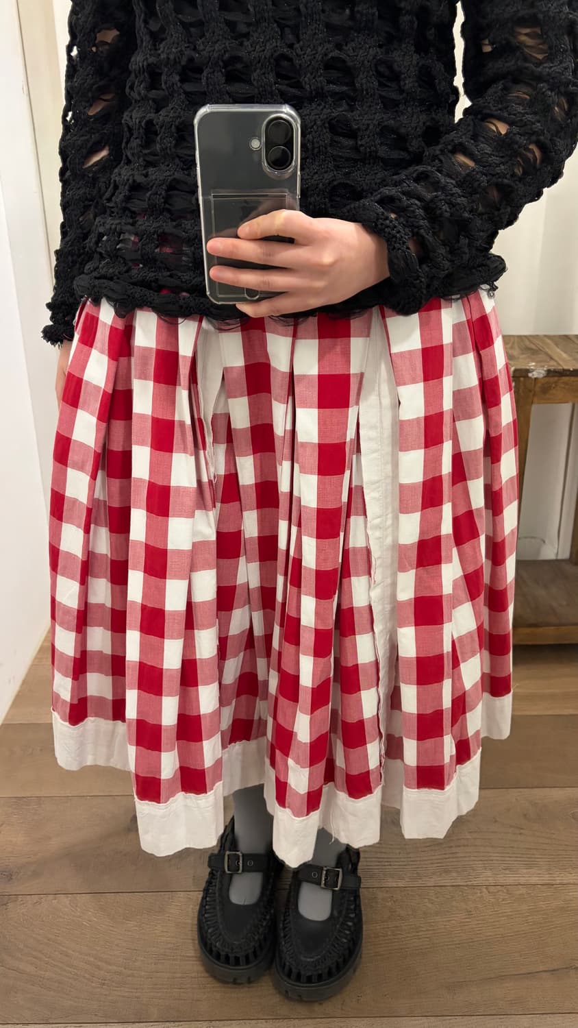 Gingham Check Distressed Pleats Skirt 상품이미지9