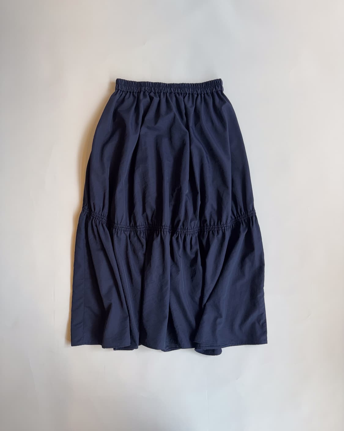 Navy Tiered Shirring Skirt  상품이미지3