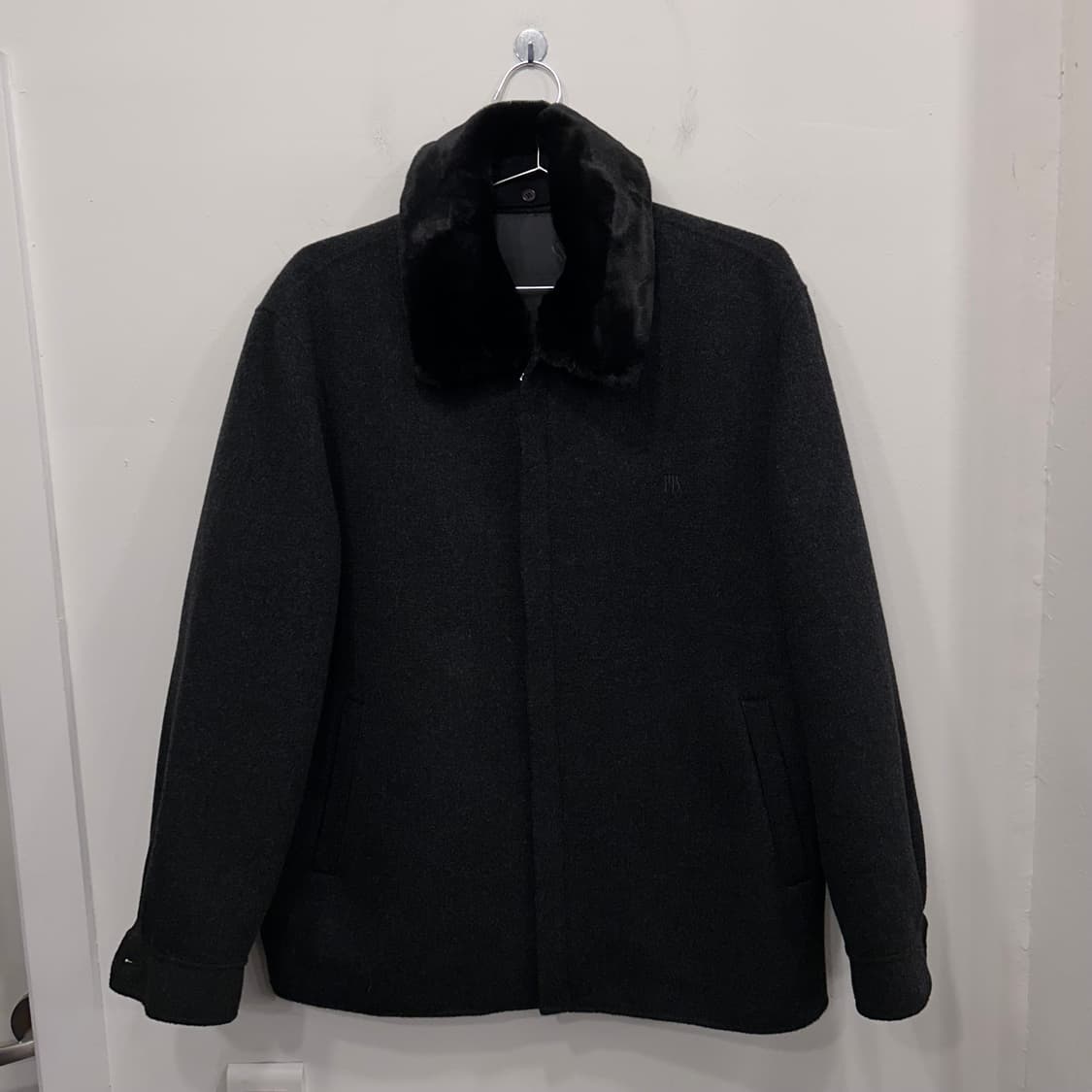 맨스타 울헤링본 밍크헤어 카라 집업 미니멀 자켓 상품이미지2