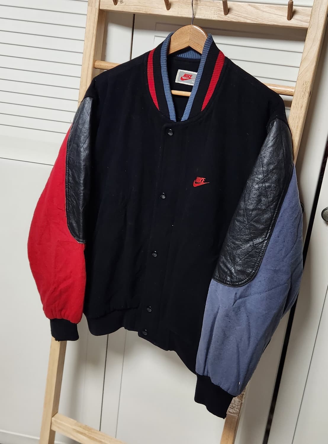 L 나이키 빅로고 90s 올드스쿨 바시티 가죽 자켓 상품이미지4