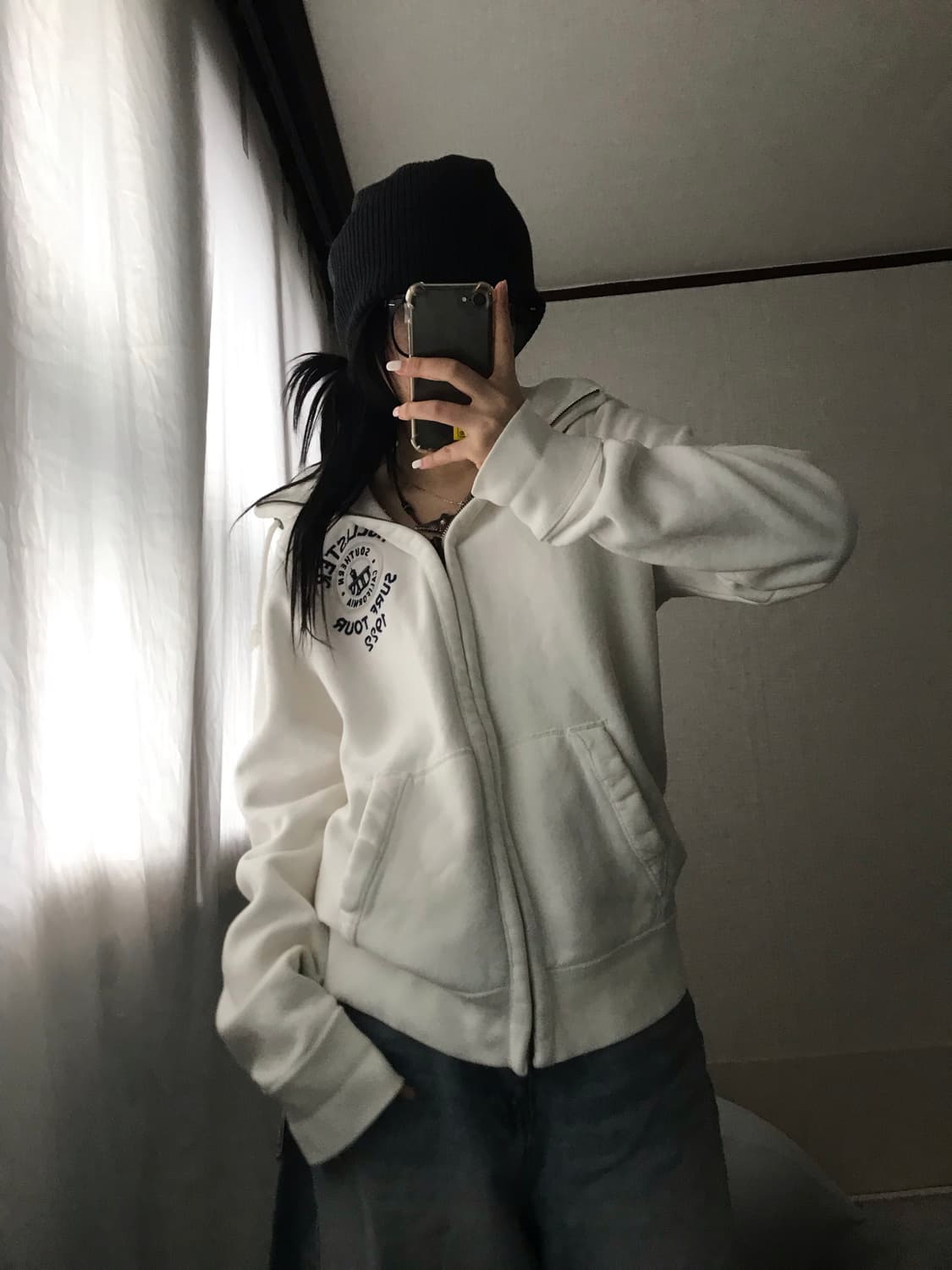 홀리스터 화이트 하이넥 후드집업 상품이미지4