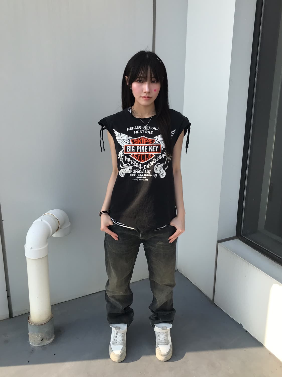 USA Biker Cut Off Graphic Tee 상품이미지1