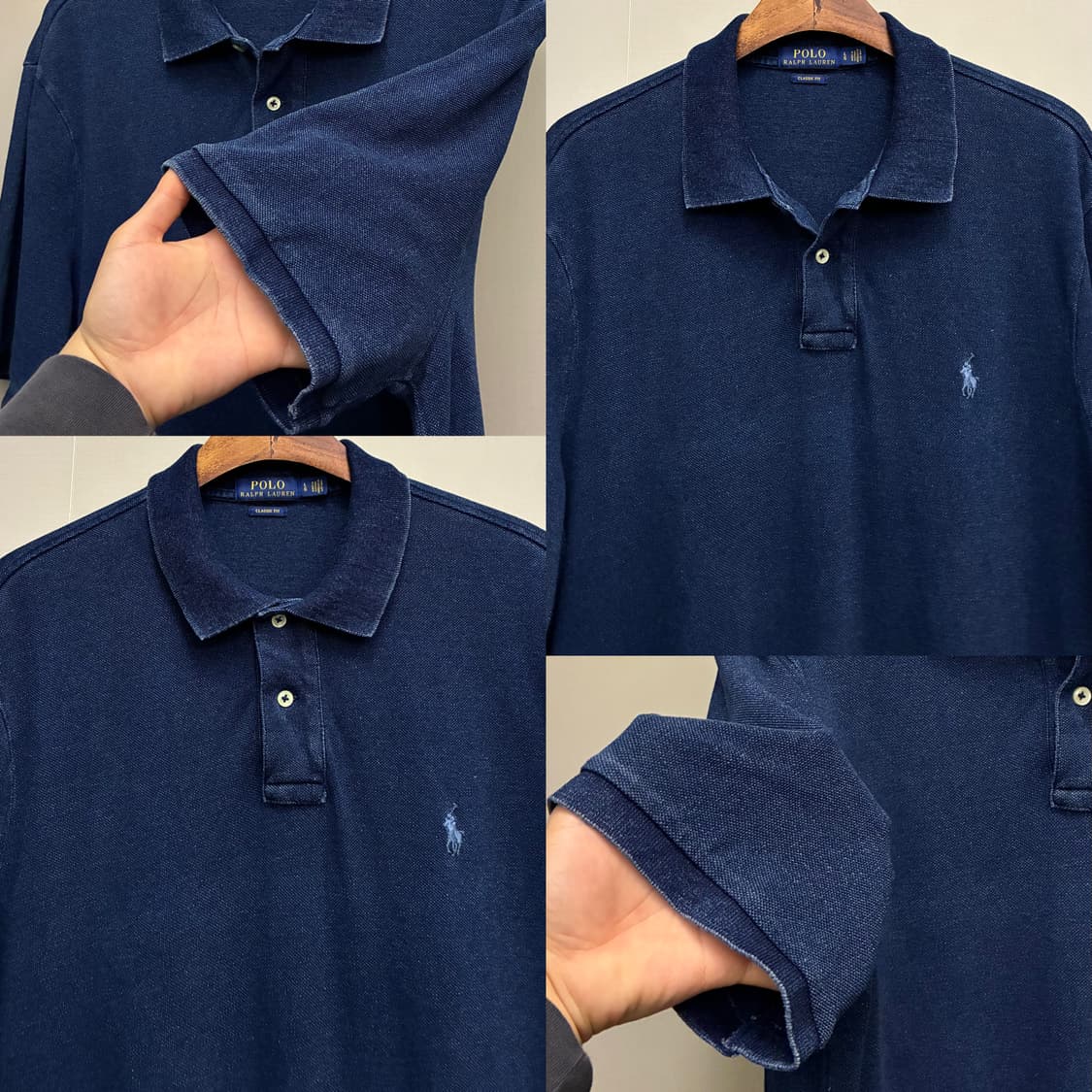 (L~XL)POLO 폴로랄프로렌 인디고 빈티지 다잉 코튼 반팔 PK카라티 상품이미지3
