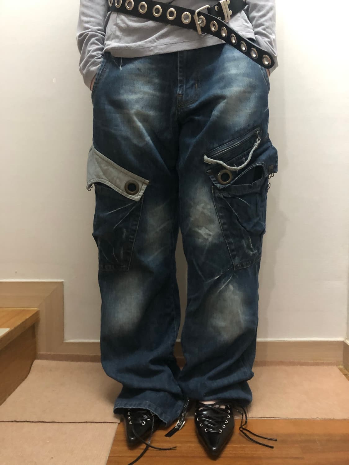 빈티지 데님 펑크 디테일 팬츠 상품이미지1