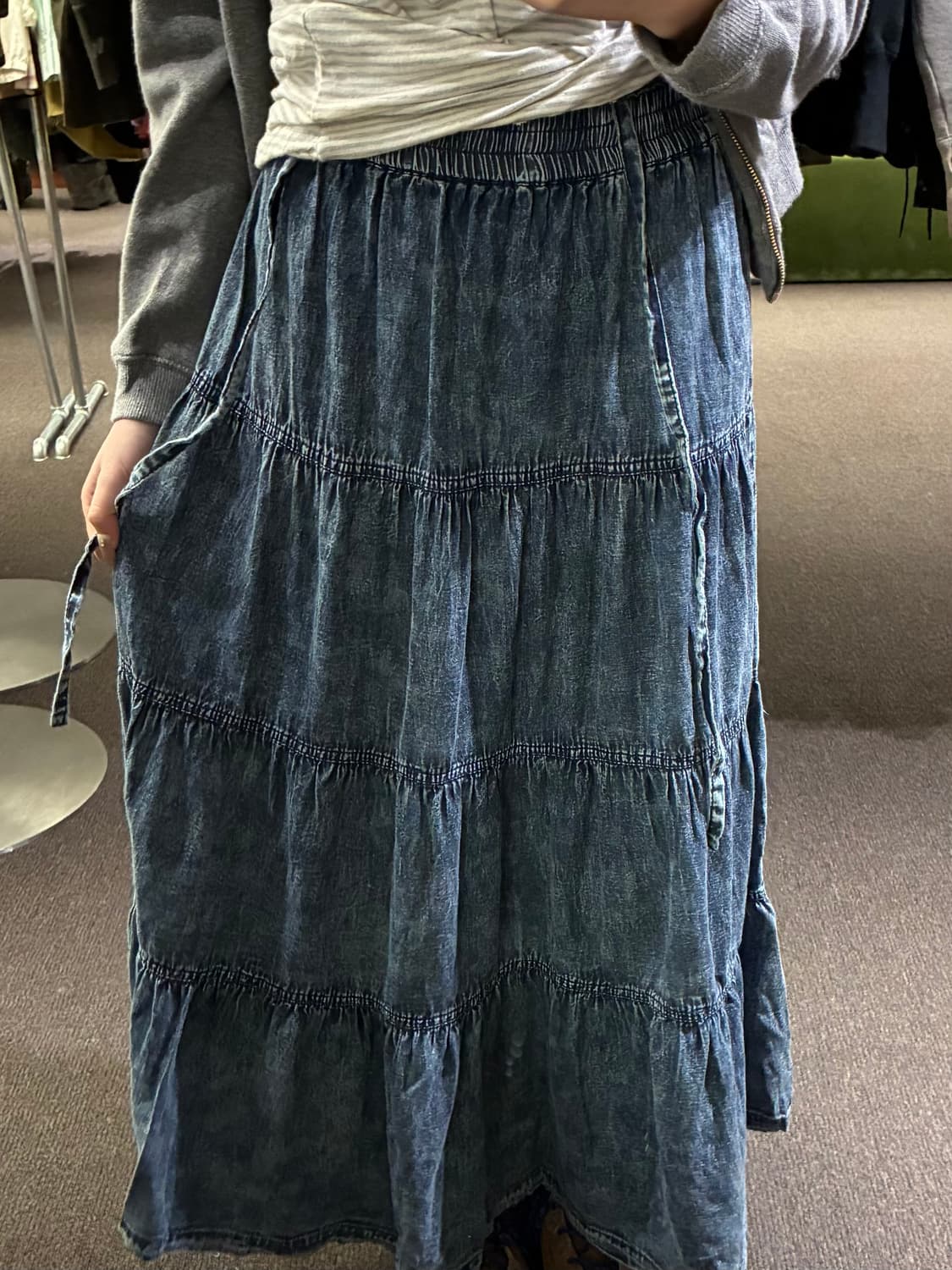 M)Japanese vintage 여성 데님 롱 스커트 상품이미지1