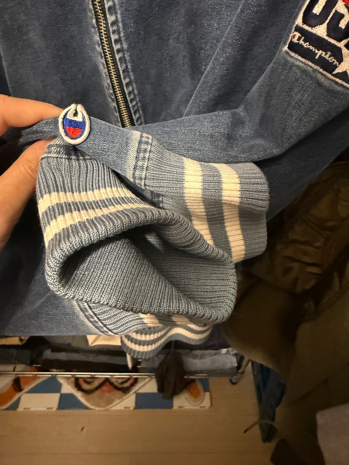 빈티지 챔피온 데님 후드 집업 자켓 M 상품이미지3