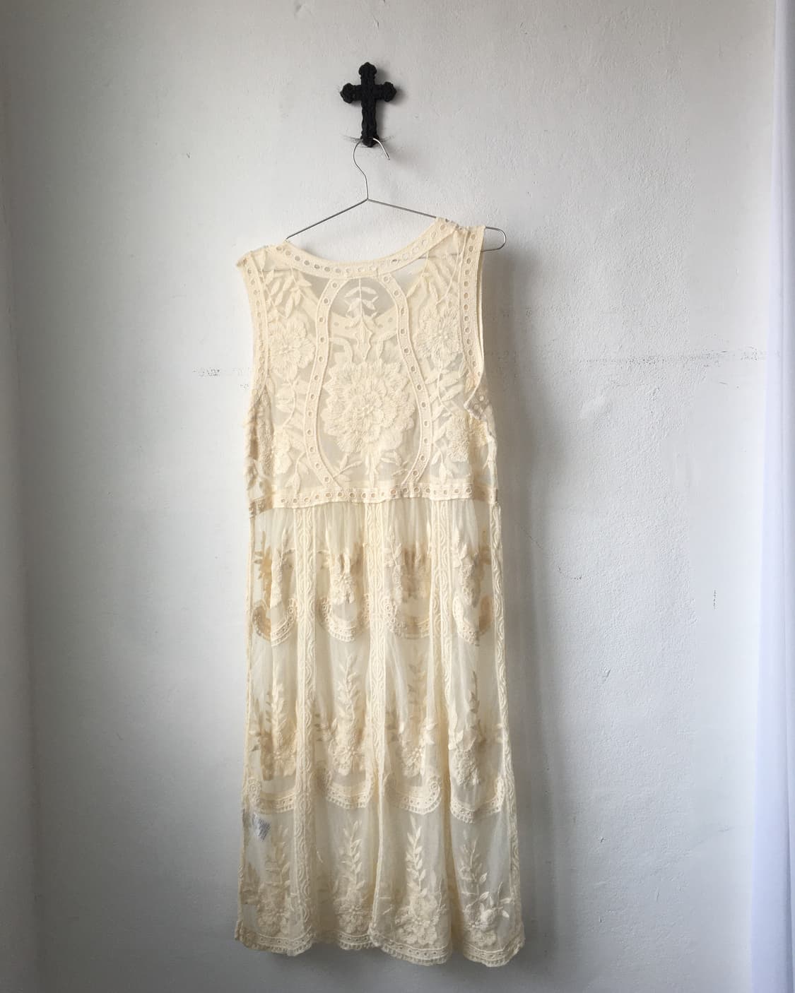 Ornament pattern point lace sleeveless o 상품이미지3
