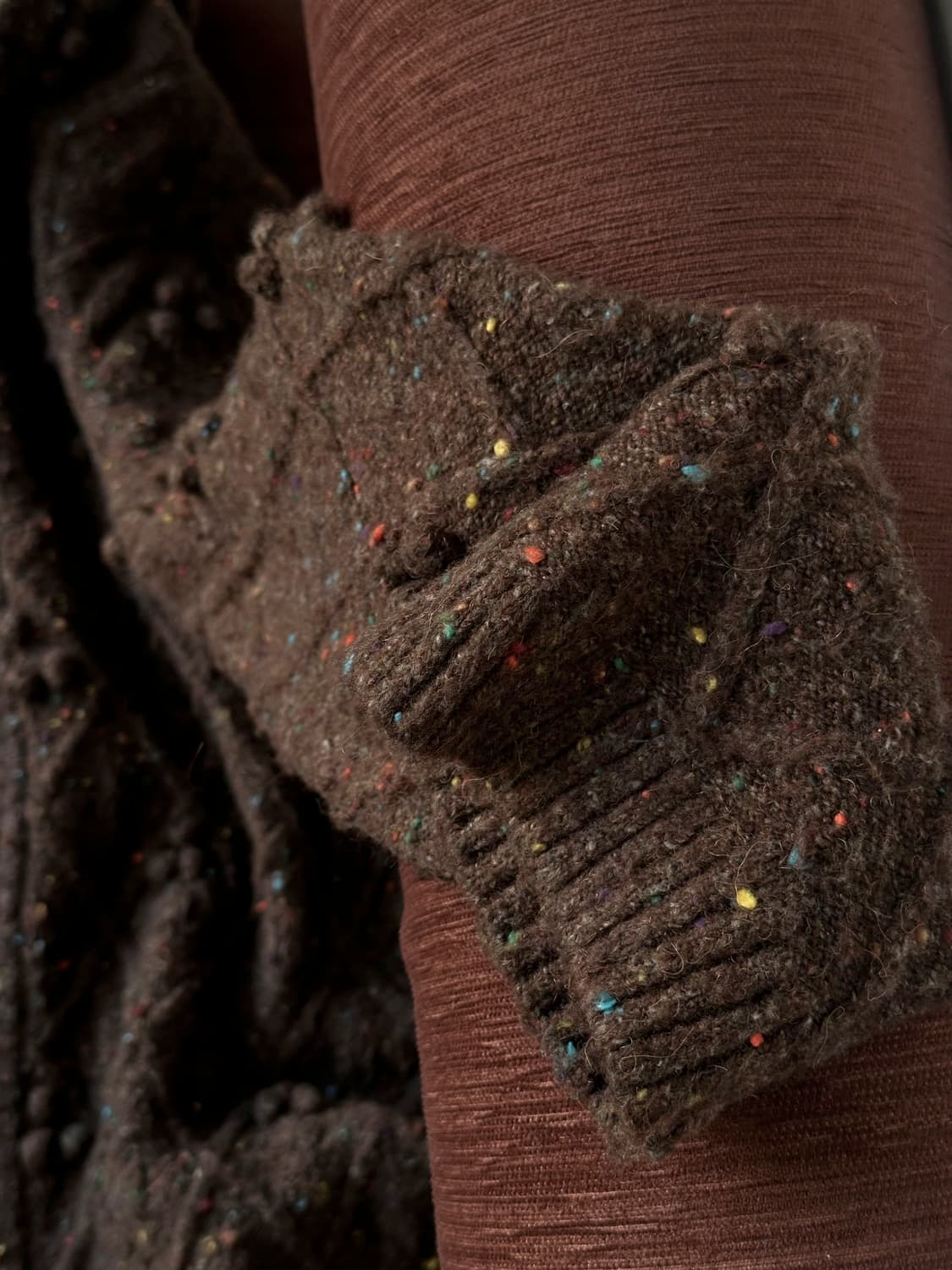 Design patterned hooded long knit jacket 상품이미지3