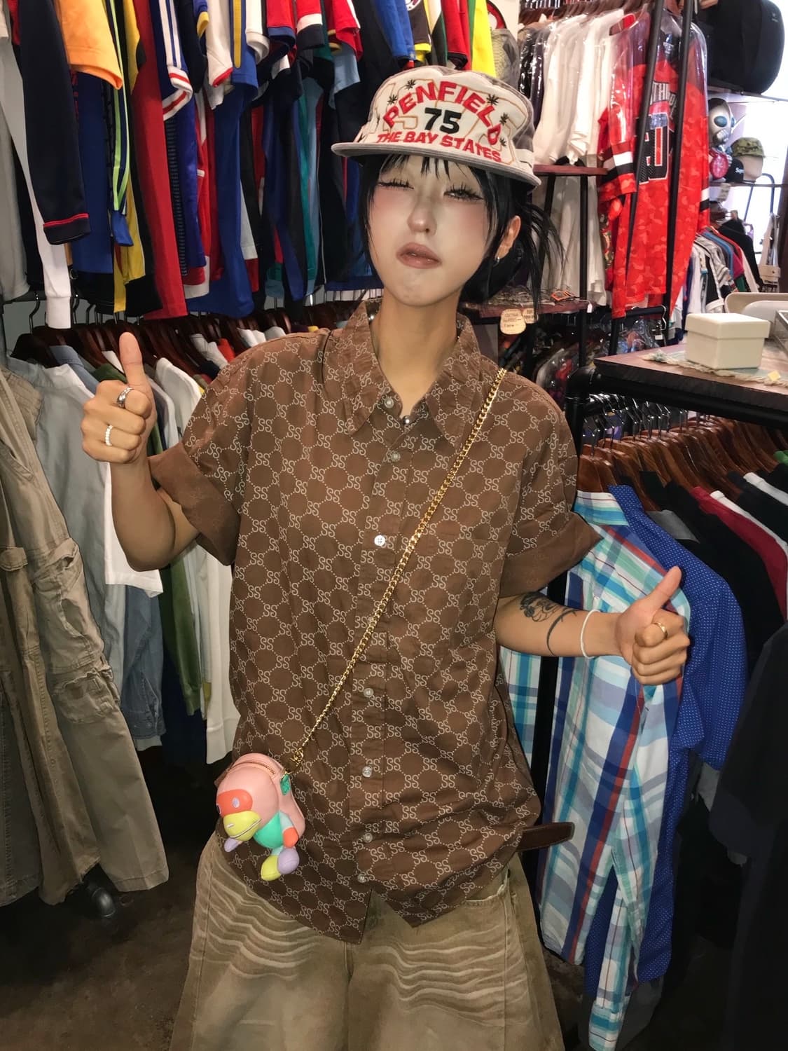 < Stussy Brown Full Logo Shirt > 상품이미지2