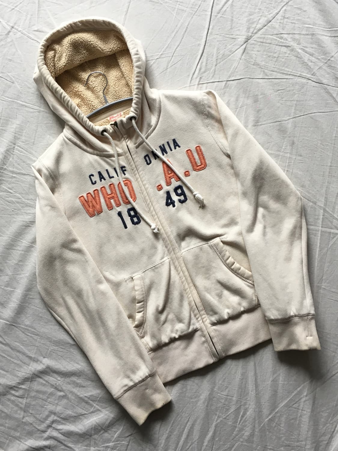 후아유 쉐르파 패치로고 후드집업 상품이미지3