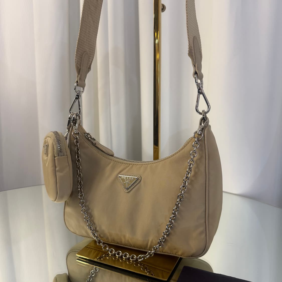 프라다 리나일론 테수토 호보백 베이지 상품이미지3