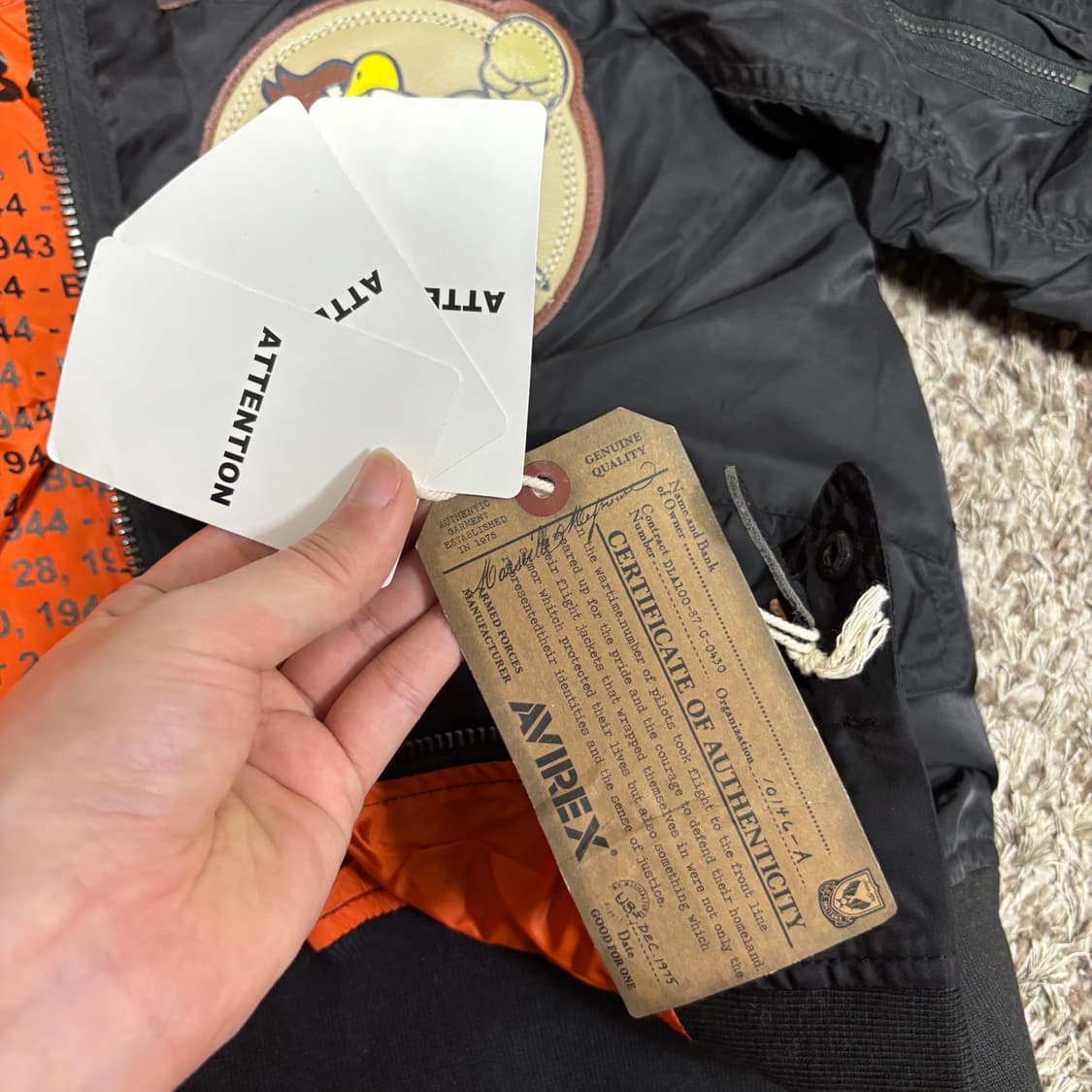 XS 아비렉스 AVIREX 블랙 패치 MA1 항공점퍼 상품이미지6