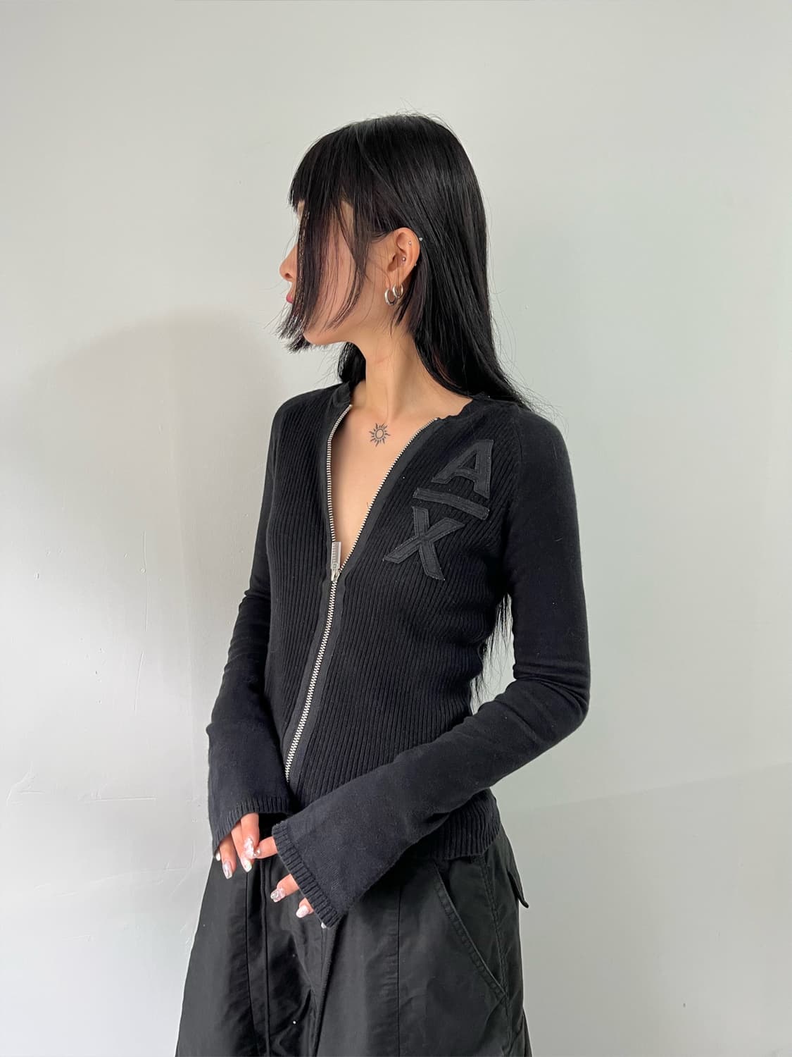 아르마니 익스체인지 슬림핏 골지 집업 상품이미지5