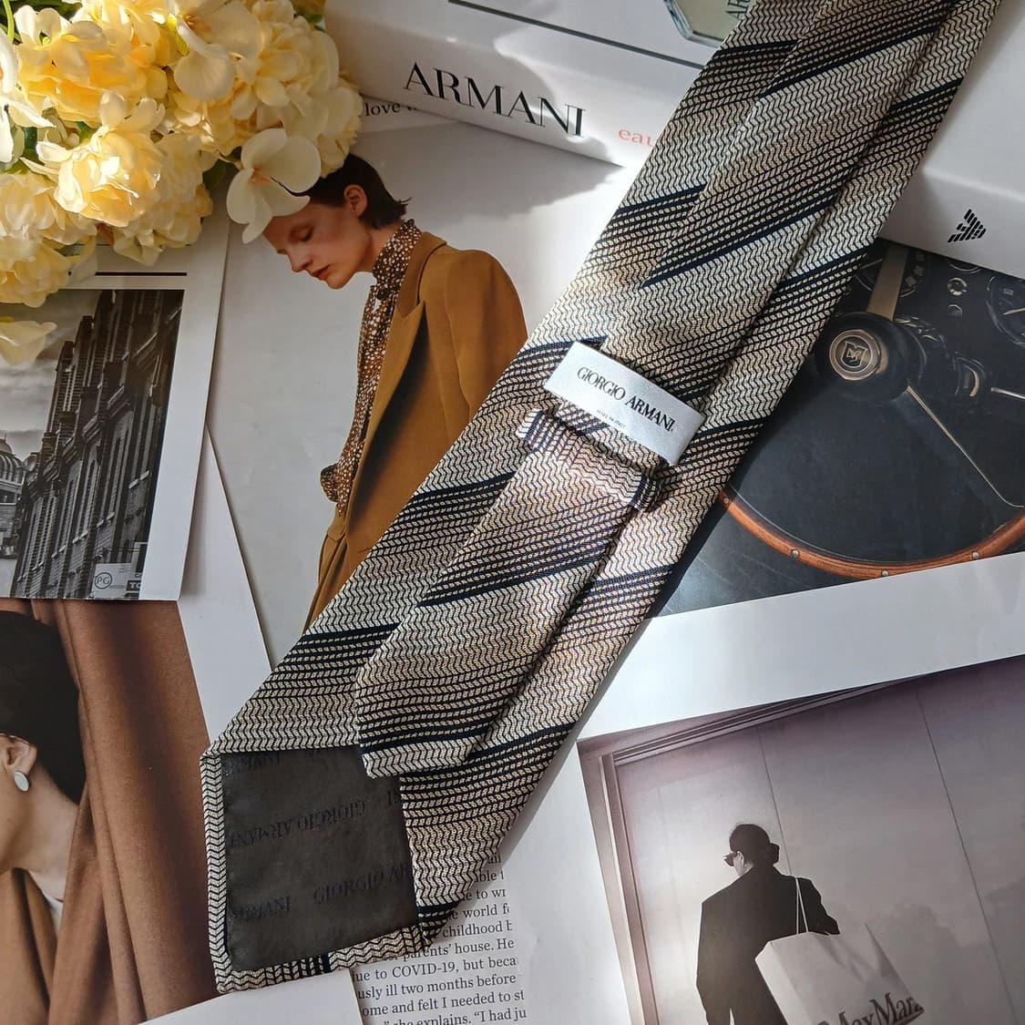 조르지오 아르마니 실크 스트라이프 넥타이 9.2cm A+등급 A19580 상품이미지6