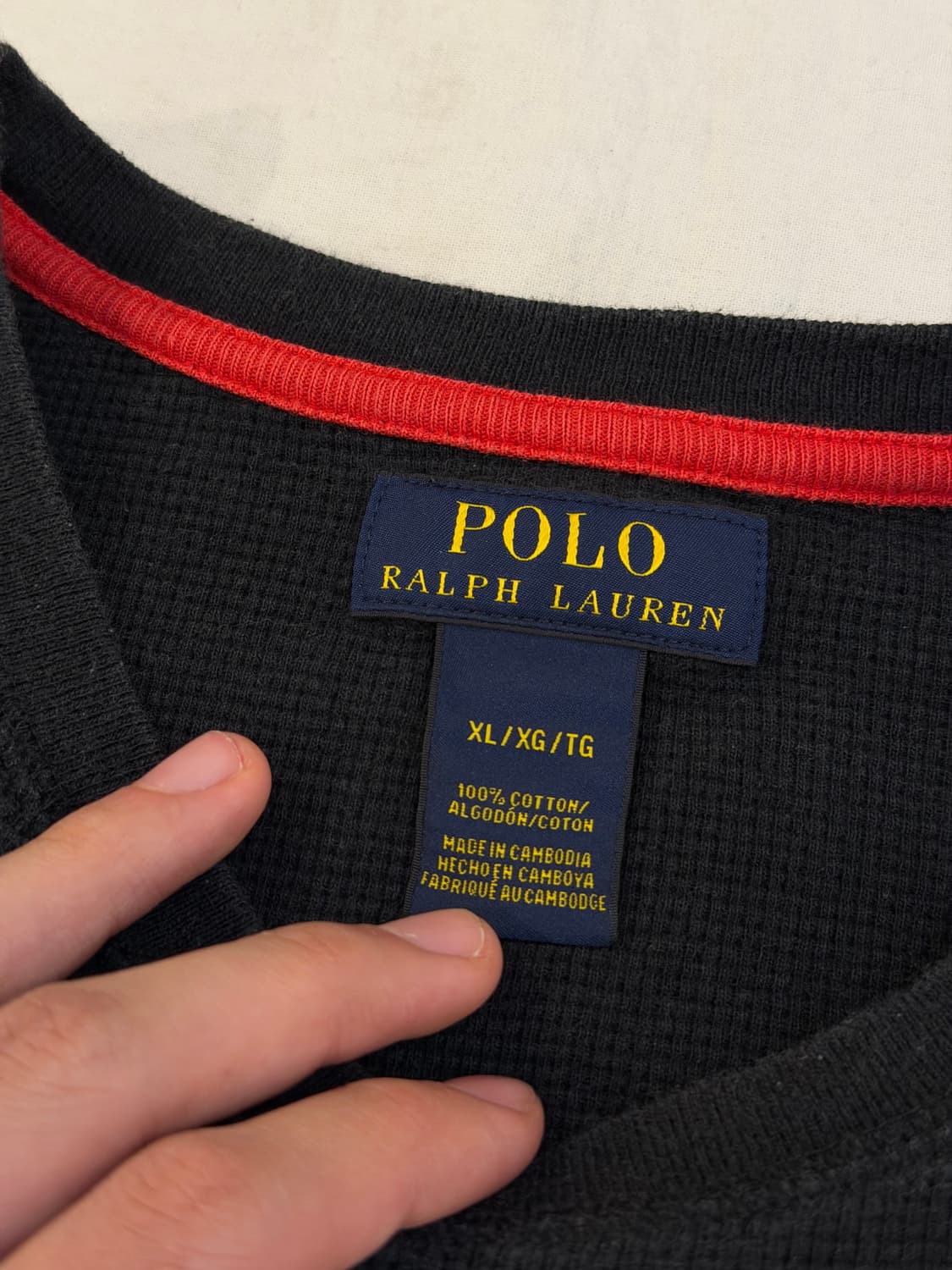 폴로 랄프로렌 와플 써멀 롱슬리브 긴팔티 블랙 상품이미지3